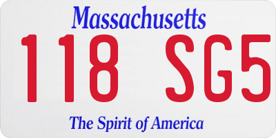 MA license plate 118SG5