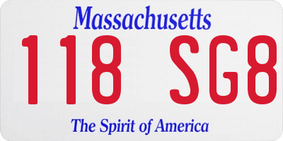 MA license plate 118SG8