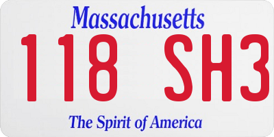 MA license plate 118SH3