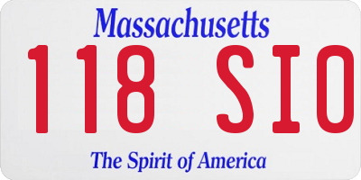 MA license plate 118SI0