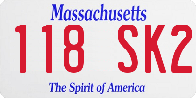 MA license plate 118SK2