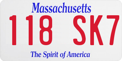 MA license plate 118SK7