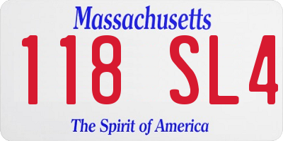 MA license plate 118SL4