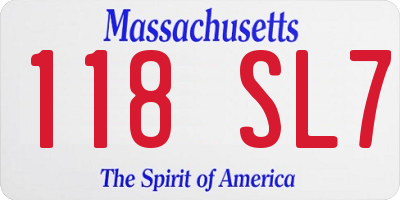 MA license plate 118SL7