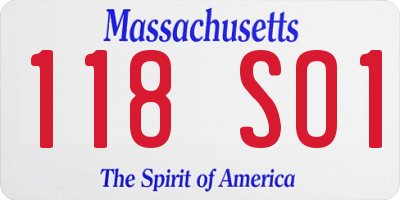 MA license plate 118SO1