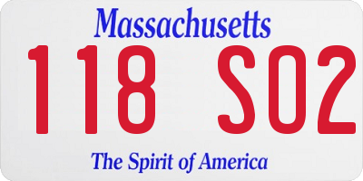 MA license plate 118SO2