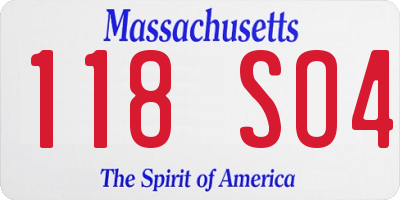 MA license plate 118SO4