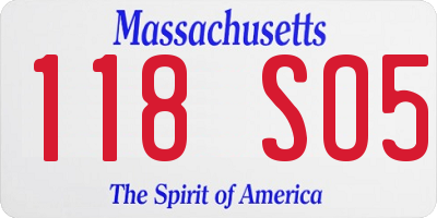 MA license plate 118SO5