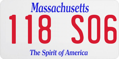 MA license plate 118SO6