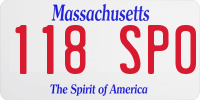 MA license plate 118SP0