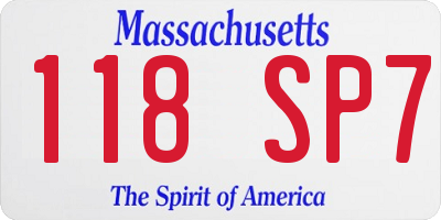 MA license plate 118SP7