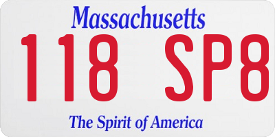 MA license plate 118SP8