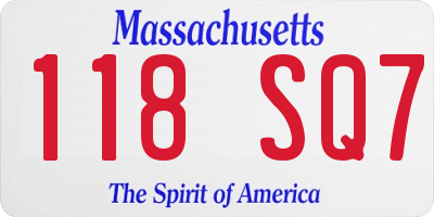 MA license plate 118SQ7