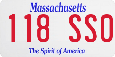 MA license plate 118SS0