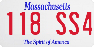MA license plate 118SS4