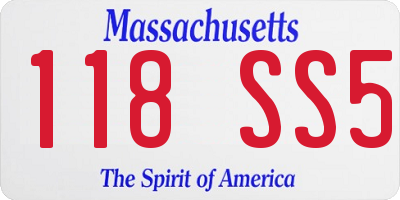 MA license plate 118SS5