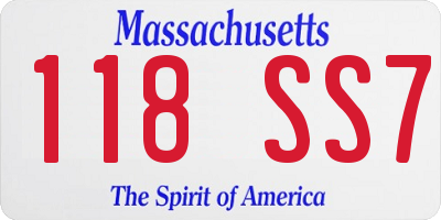 MA license plate 118SS7