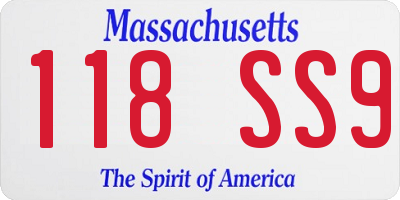 MA license plate 118SS9