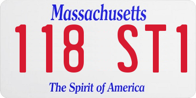 MA license plate 118ST1