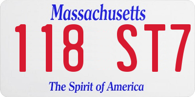 MA license plate 118ST7