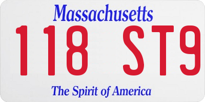 MA license plate 118ST9