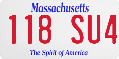 MA license plate 118SU4