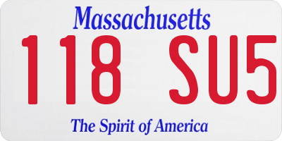 MA license plate 118SU5