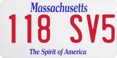 MA license plate 118SV5