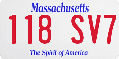 MA license plate 118SV7