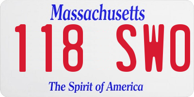 MA license plate 118SW0