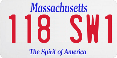 MA license plate 118SW1