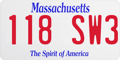 MA license plate 118SW3
