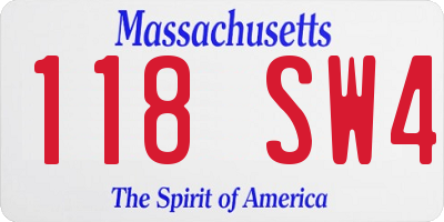 MA license plate 118SW4