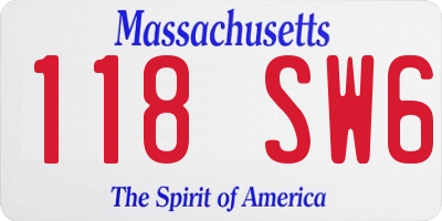 MA license plate 118SW6