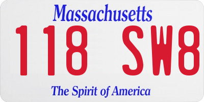 MA license plate 118SW8