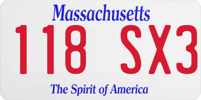 MA license plate 118SX3