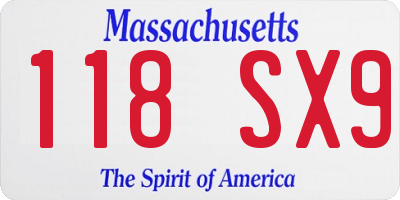 MA license plate 118SX9