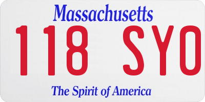 MA license plate 118SY0