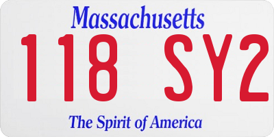MA license plate 118SY2