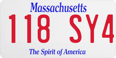 MA license plate 118SY4