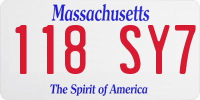 MA license plate 118SY7
