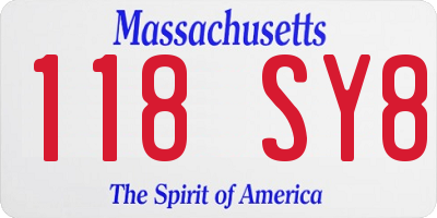 MA license plate 118SY8