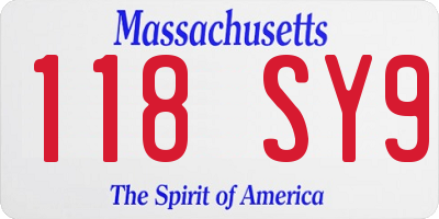 MA license plate 118SY9