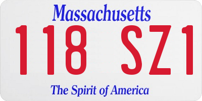 MA license plate 118SZ1