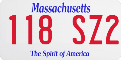 MA license plate 118SZ2