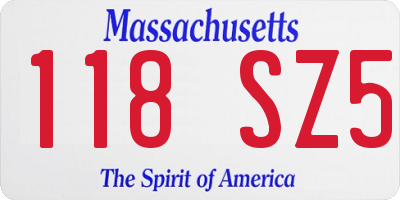 MA license plate 118SZ5