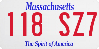MA license plate 118SZ7