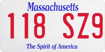 MA license plate 118SZ9