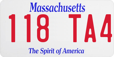 MA license plate 118TA4