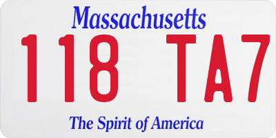 MA license plate 118TA7